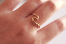 Matte Gold Adjustable Wave Ring- nalu ring, ocean ring, tidal wave ring, beach jewelry, ocean jewelry, nautical surf ring, Adjustable ring, - HarperCrown