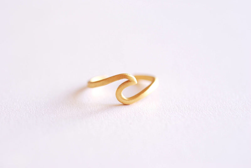 Matte Gold Adjustable Wave Ring- nalu ring, ocean ring, tidal wave ring, beach jewelry, ocean jewelry, nautical surf ring, Adjustable ring, - HarperCrown