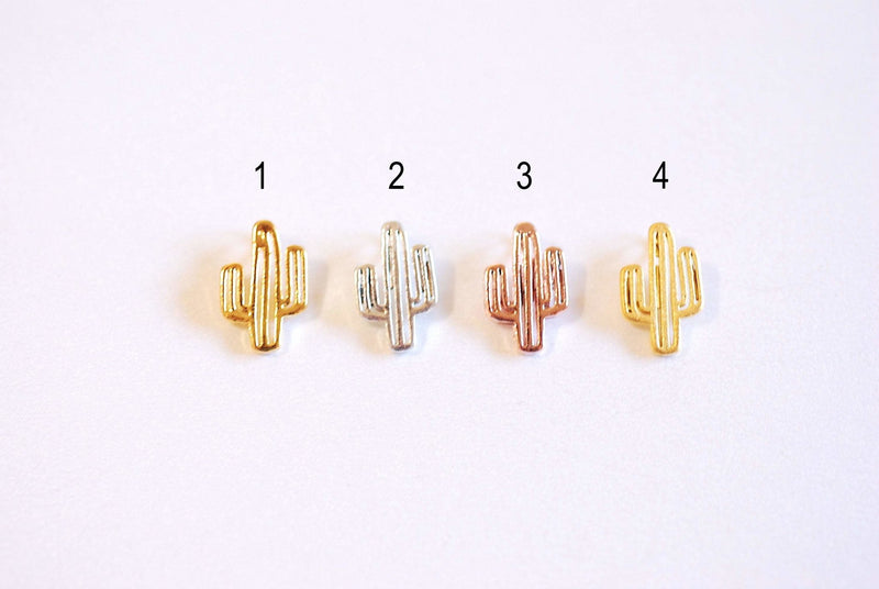 Matte Gold Cactus Charm- Vermeil Gold Cactus Charm, Gold Cactus Charm, Gold Cacti Charm, Desert Plant Cactus, Gold Succulent Charm, 132 - HarperCrown