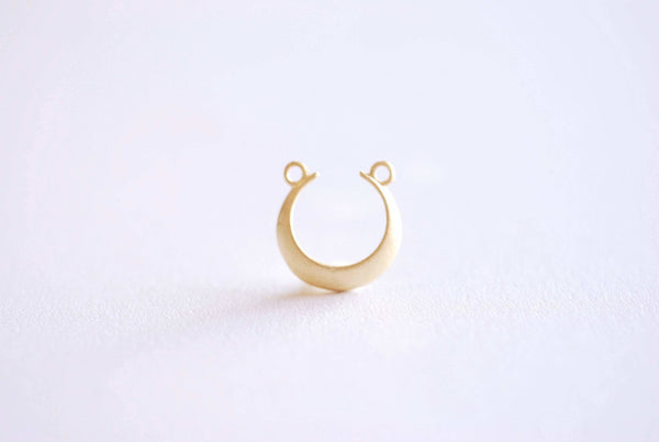 Matte Gold Crescent Moon Connector- 22k Gold plated Sterling Silver, Moon Charm, Half Moon, Link Spacer, horizontal 2 holes, U Shaped, 357 - HarperCrown