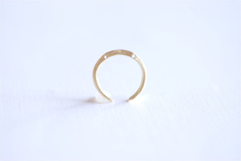 Matte Gold Crescent Moon Connector Charm- 22k gold plated 925 Sterling Silver, Gold moon charm, Gold Tusk Charm, Hammered Moon, Letter C,300 - HarperCrown