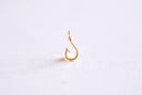 Matte Gold Fish Hook Charm Pendant- Vermeil 22k Gold plated Sterling Silver, Fishing Hook, Nautical Charm, Fish Hook Connector, Anchor, 363 - HarperCrown