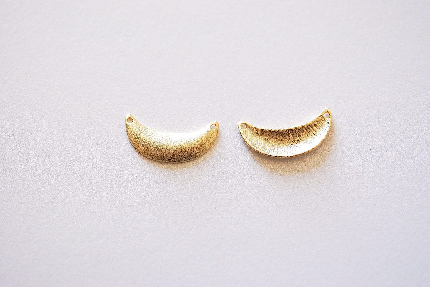 Matte Gold Moon Connector Charm- Gold Half Moon Charm, Half circle connector charm, Crescent Moon, Moon Connector, Gold Moon Charm, 330 - HarperCrown