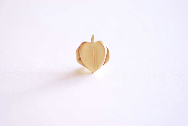 Matte Gold Origami Heart Charm- 22k Gold plated over Sterling Silver, Paper Heart Charm, Geometric, Origami Charm, Gold Heart Charm, 359 - HarperCrown