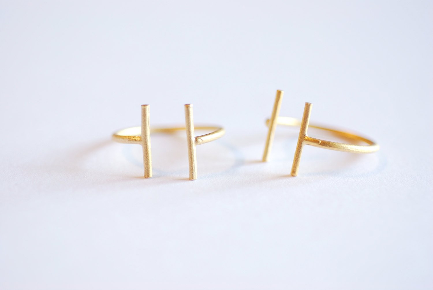 Wholesale Ring Jewelry - Matte Gold Parallel Bar Ring- 925 Bar ...