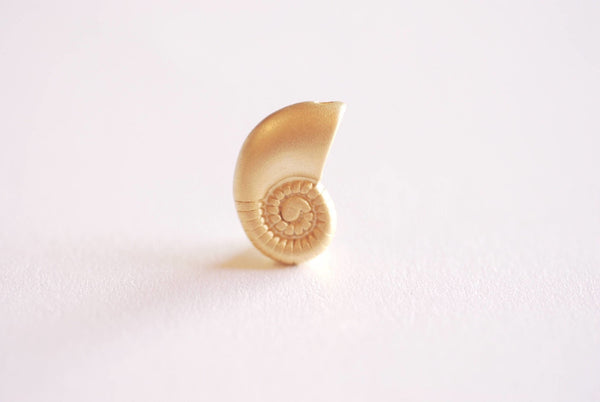 Matte Gold Sea Snail Swirl Shell Charm Pendant- Vermeil 22k Gold Plated, Ocean Beach Conch Seashell Charm, Hermit Crab Shell, Nautilus, 358 - HarperCrown