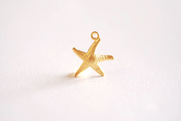 Matte Gold Starfish Charm- Vermeil Gold Starfish Charm Pendant, Sea Life, Beach Ocean themed charms, Gold Star Charm, Sea Urchin, 136 - HarperCrown