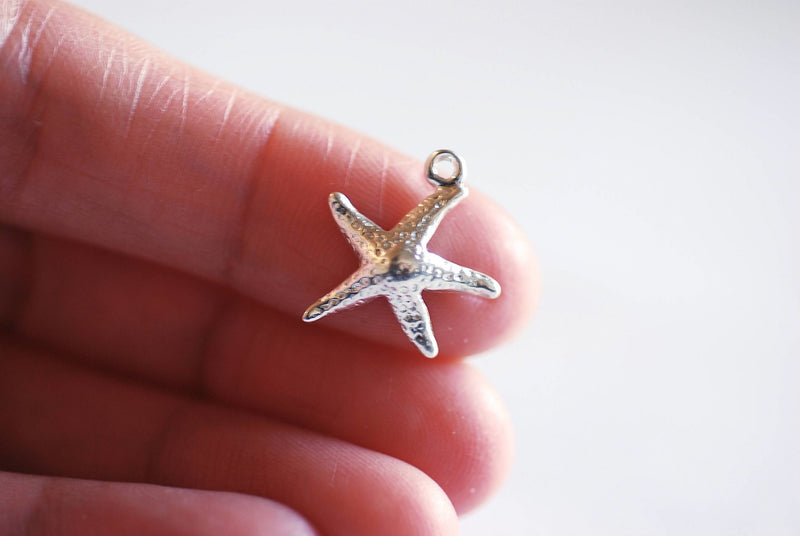 Matte Gold Starfish Charm- Vermeil Gold Starfish Charm Pendant, Sea Life, Beach Ocean themed charms, Gold Star Charm, Sea Urchin, 136 - HarperCrown