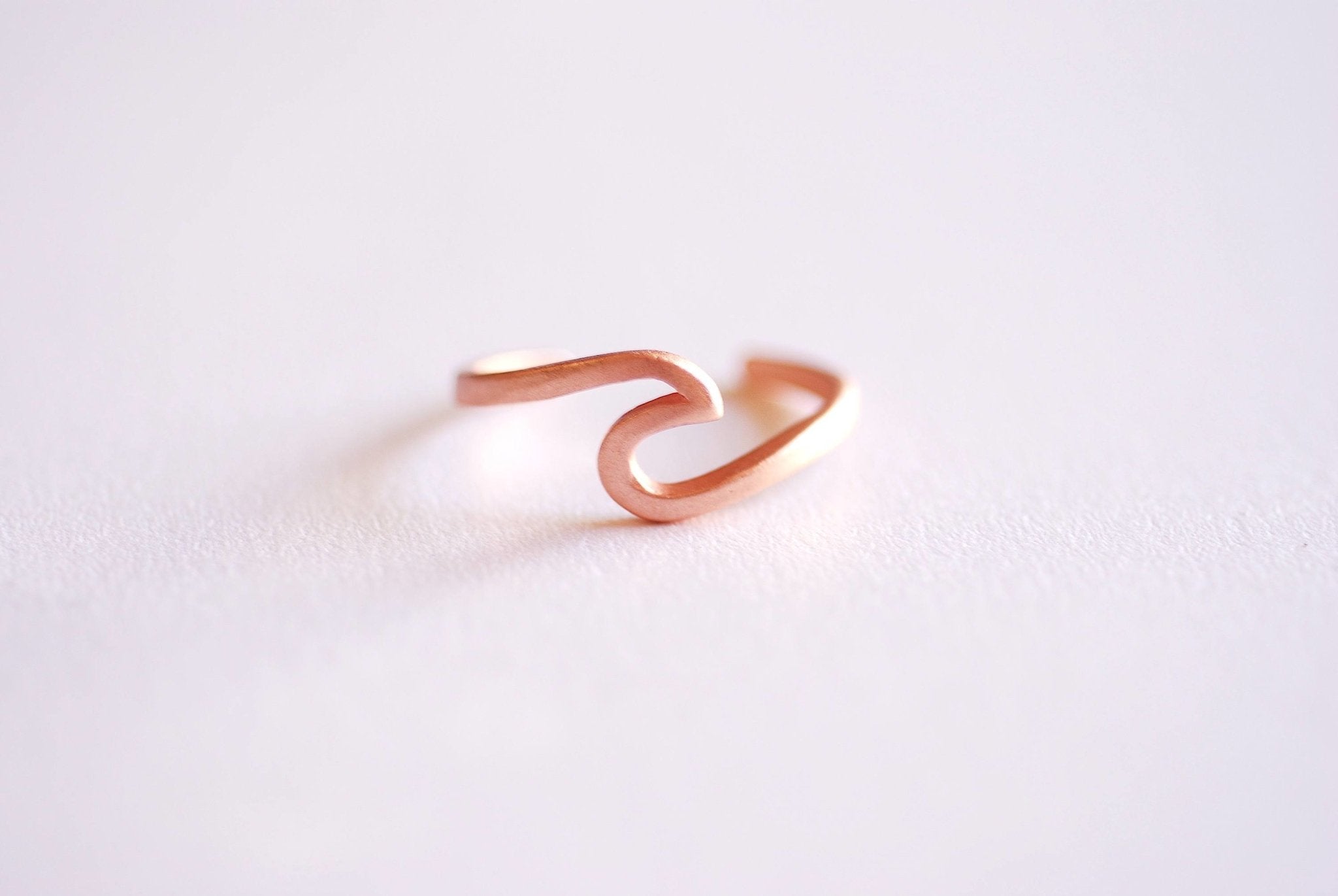 Matte Pink Rose Adjustable Wave Ring- nalu ring, ocean ring, tidal wave ring, beach jewelry, ocean jewelry, nautical surf ring, nami wave - HarperCrown