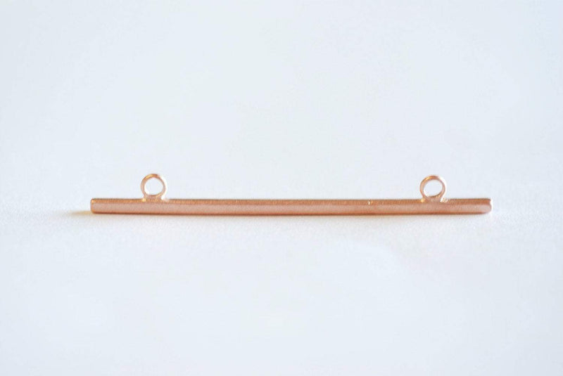 Matte Pink Rose Gold Long Bar Connector Charm- 22k Gold Plated Sterling Silver, Vermeil Rose Gold Square Bar Connector, Skinny Thin Bar, 315 - HarperCrown