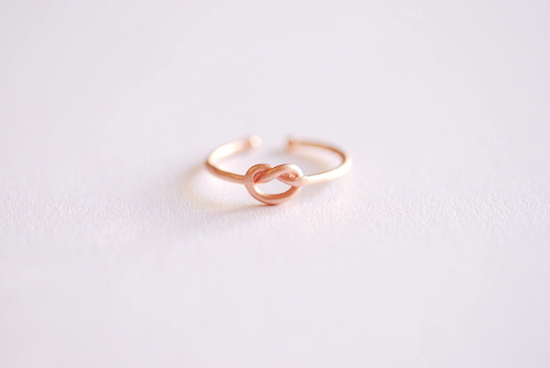 Matte Pink Rose Gold Love Knot Ring- Love Knot adjustable ring, Thin Love knot ring, bridesmaid Gift, Infinity Ring, Eternity Ring,Midi Ring - HarperCrown