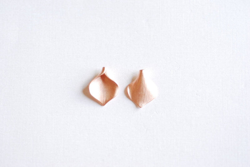 Matte Pink Rose Gold Vermeil Calla Lily Petal Charm- 18k gold plated Sterling Silver bead cap, Calla lily bead cone, nature pendant, 187 - HarperCrown