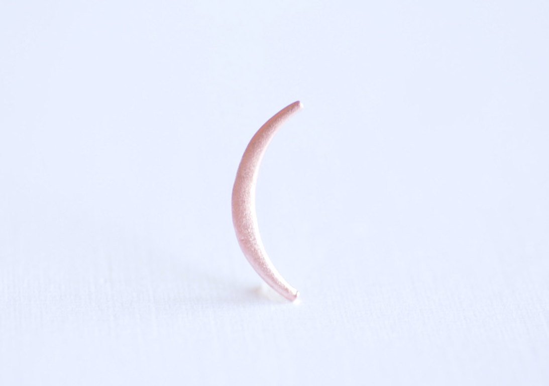 Matte Pink Rose Gold Vermeil Crescent Moon Charm- 18k rose gold Sterling Silver thin skinny Moon Charm pendant, tusk, Half moon charm, 285 - HarperCrown