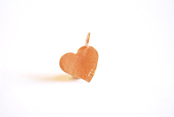Matte Pink Rose Gold Vermeil Hammered Heart Charm- 18k gold plated Sterling Silver Heart Charm Pendant, Gold Flat Heart, Stamping Heart, 277 - HarperCrown
