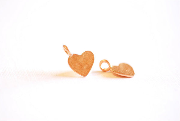 Matte Pink Rose Gold Vermeil Hammered Heart Charm- 18k gold plated Sterling Silver Heart Charm Pendant, Gold Heart, Stamping Heart, 121 - HarperCrown