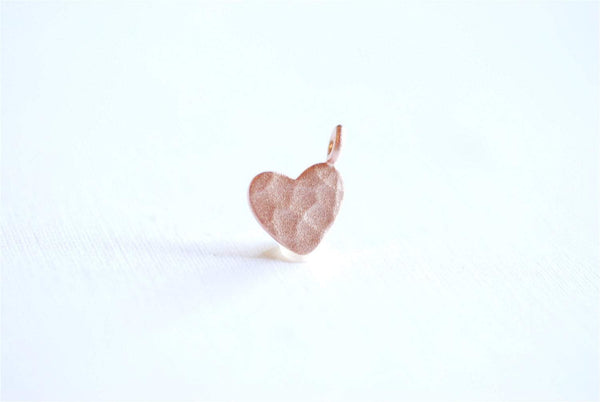 Matte Pink Rose Gold Vermeil Hammered Heart Charm- 22k rose gold plated Sterling Silver Heart Charm Pendant, Gold Heart, Stamping Heart - HarperCrown