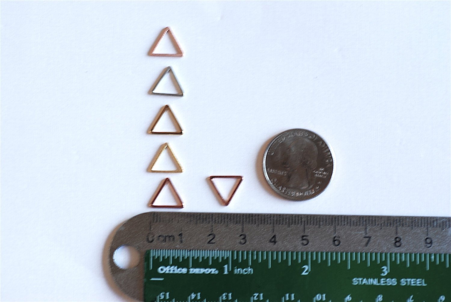Matte Pink Rose Gold Vermeil Open Triangle Connector Charm- 18k gold over Sterling Silver Geometric Triangle Charm, Chevron, Arrow, 270 - HarperCrown