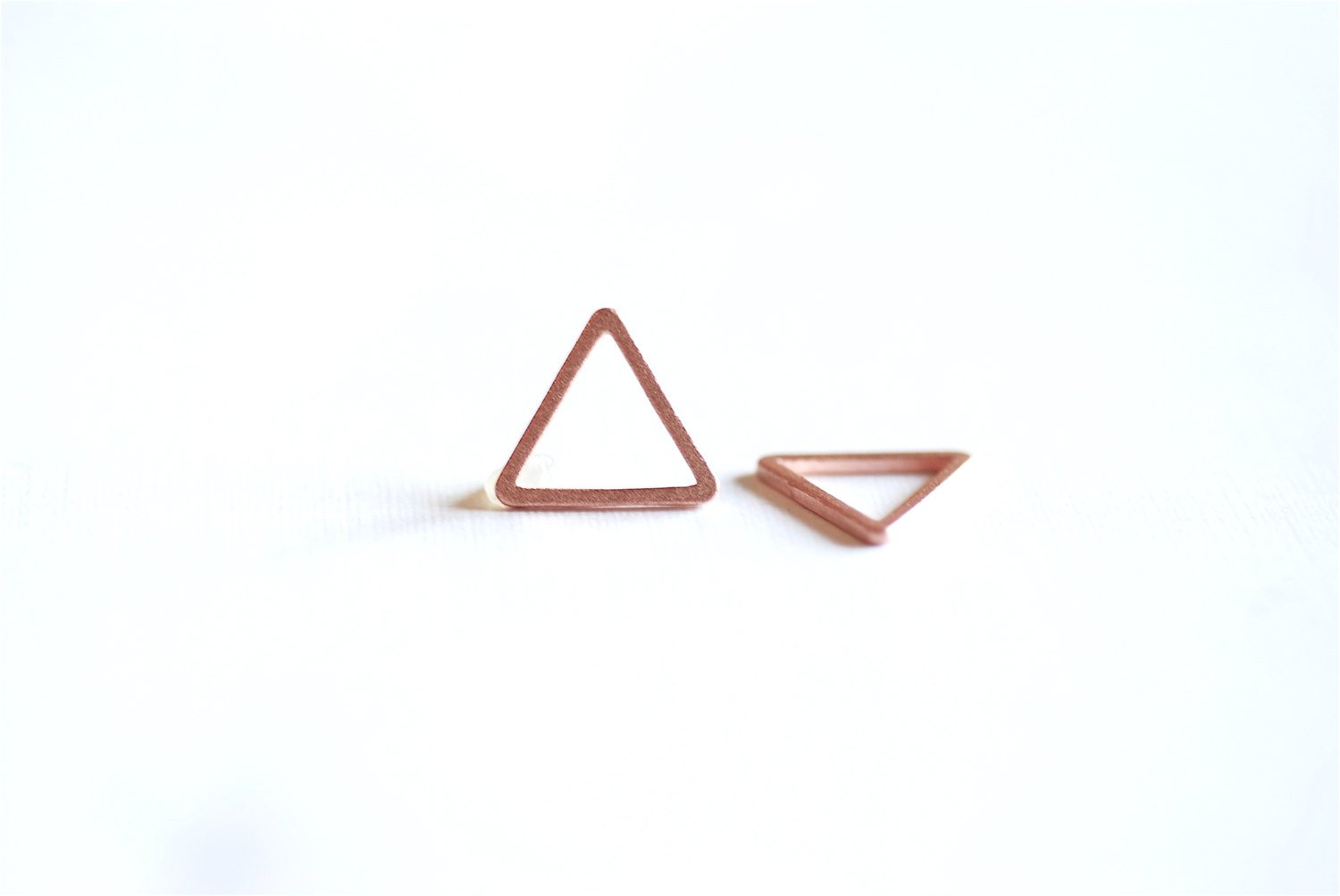 Matte Pink Rose Gold Vermeil Open Triangle Connector Charm- 18k gold over Sterling Silver Geometric Triangle Charm, Chevron, Arrow, 270 - HarperCrown