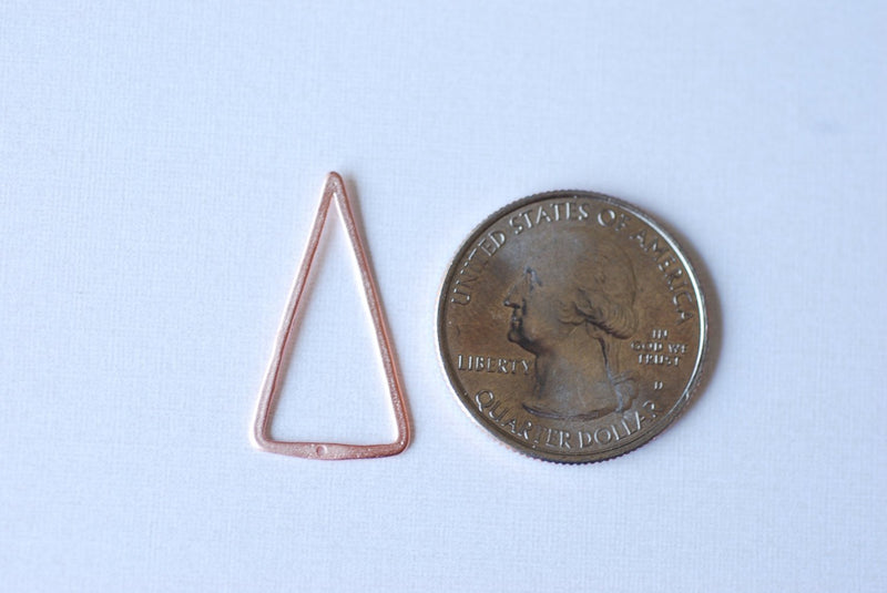 Matte Pink Rose Gold Vermeil Open Triangle Connector Charm- 18k gold plated over Sterling Silver Triangle, Triangle Connector Spacer, 219 - HarperCrown