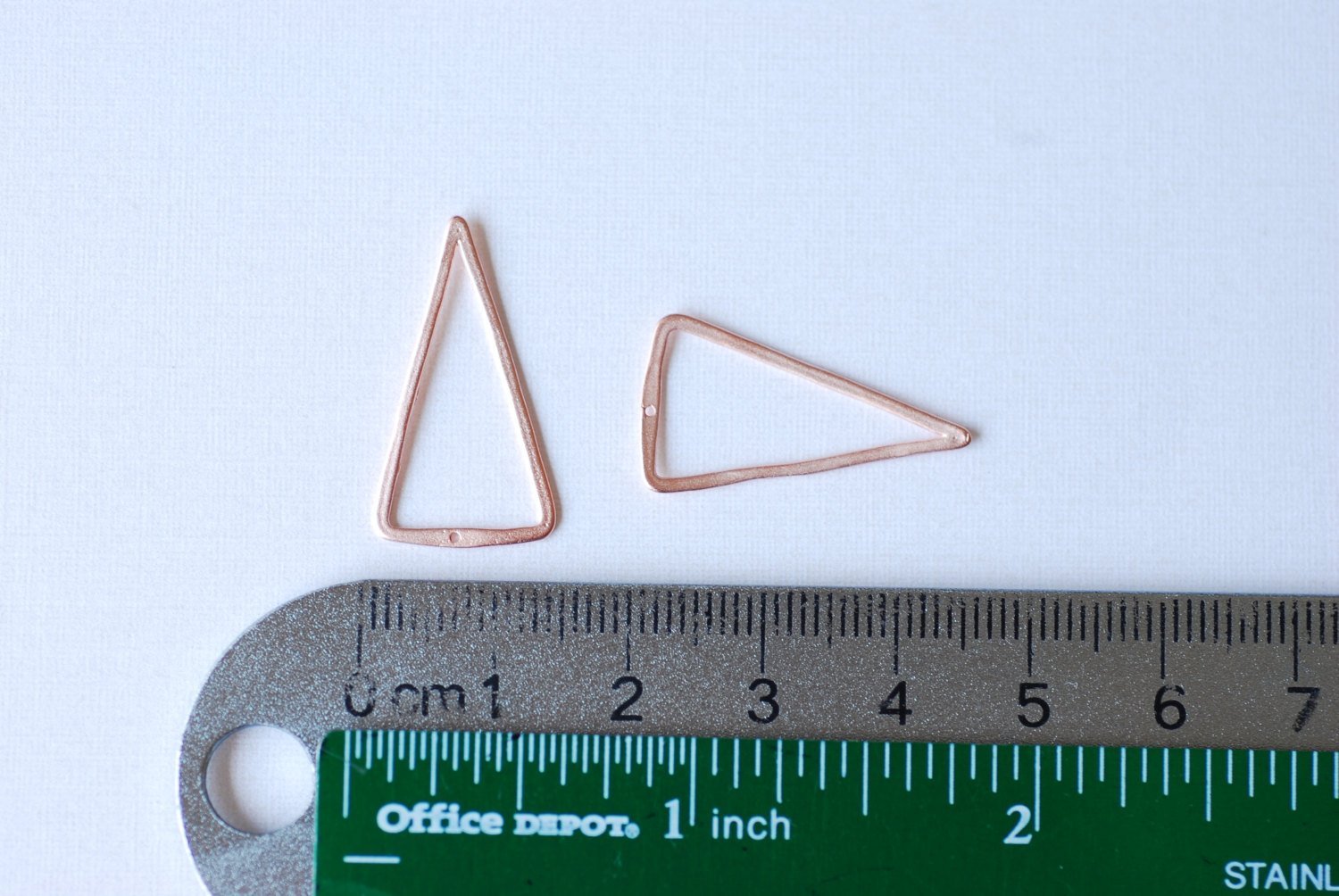 Matte Pink Rose Gold Vermeil Open Triangle Connector Charm- 18k gold plated over Sterling Silver Triangle, Triangle Connector Spacer, 219 - HarperCrown