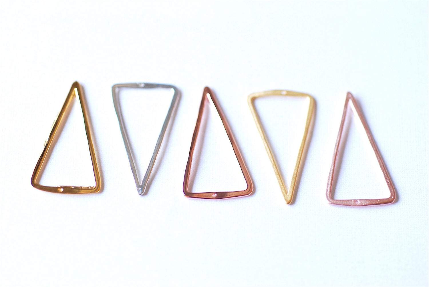 Matte Pink Rose Gold Vermeil Open Triangle Connector Charm- 18k gold plated over Sterling Silver Triangle, Triangle Connector Spacer, 219 - HarperCrown