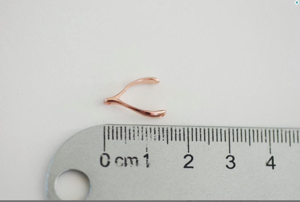 Matte Pink Rose Gold Vermeil Wishbone Connector Charm- 18k gold over Sterling Silver Wishbone Connector Link Spacer, 2 holes wishbone, 13 - HarperCrown