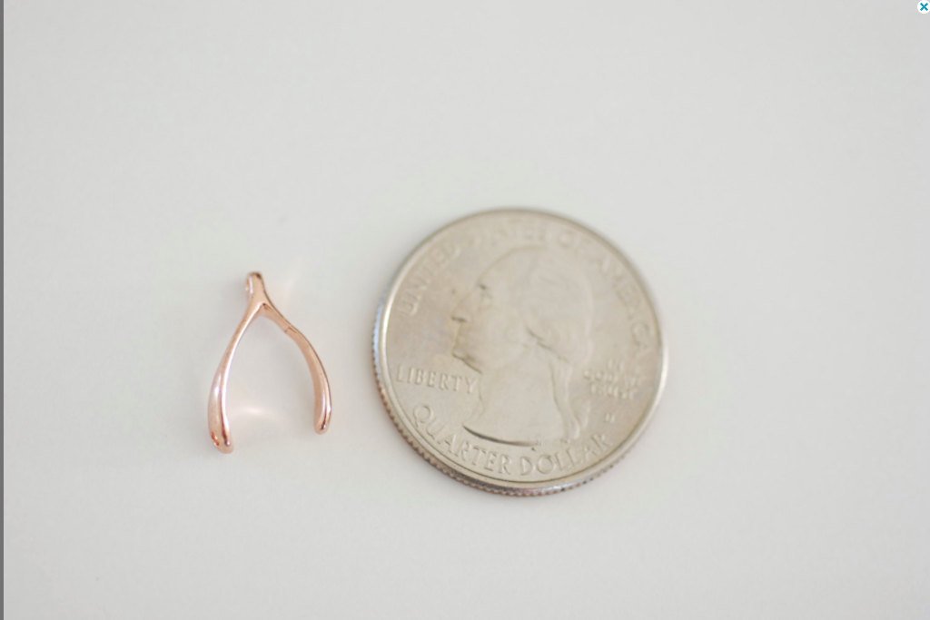 Matte Pink Rose Gold Vermeil Wishbone Connector Charm- 18k gold over Sterling Silver Wishbone Connector Link Spacer, 2 holes wishbone, 13 - HarperCrown