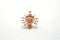Matte Pink Rose Vermeil Gold Holy Sacred Heart Connector Charm- 18k gold plated over 925 silver Religious Rosary Pendant, Heart Rosary, 214 - HarperCrown