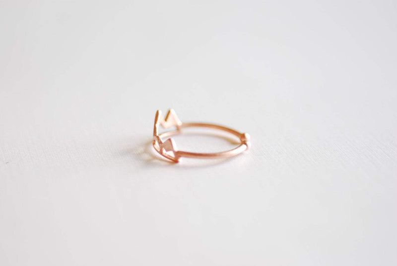 Matte Pink Rose Vermeil Gold Mountain Adjustable Ring- 18k gold plated over Sterling Silver Adjustable Ring, Mountain Peak Range Ring, 262 - HarperCrown