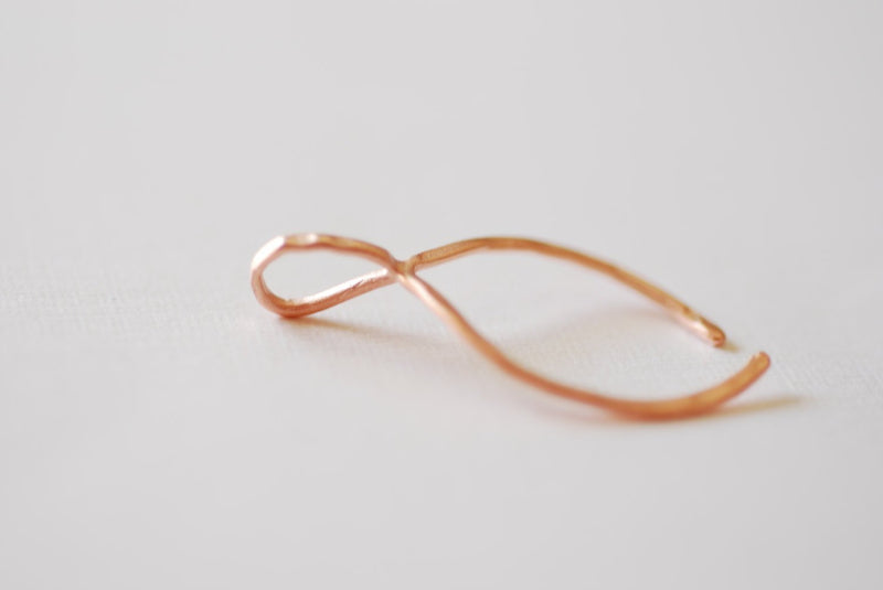 Matte Pink Rose Vermeil Gold Thin Hammered Wishbone Charm- 18k gold plated over Sterling Silver Wishbone, Vermeil Gold Wishbone Charm, 217 - HarperCrown