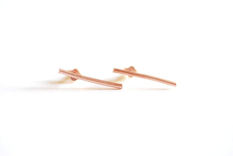 Matte Rose Gold Bar Earrings, Line Earrings, Stick earrings, bar stud earrings, minimalist earrings, Filament earrings, Ear Climbers, Post - HarperCrown