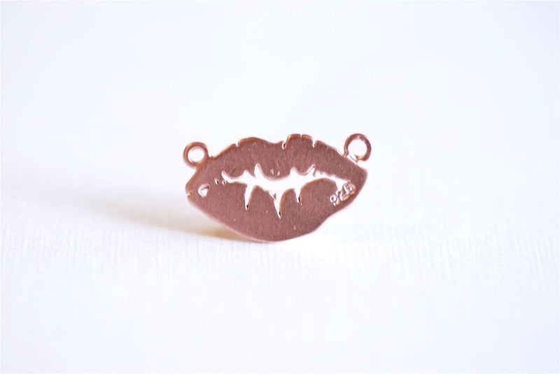 Matte Rose Gold Vermeil Lips Connector Charm- 18k gold over sterling silver Lip Charm Spacer, xoxo lip mark charm, Kiss Mark charm, 289 - HarperCrown