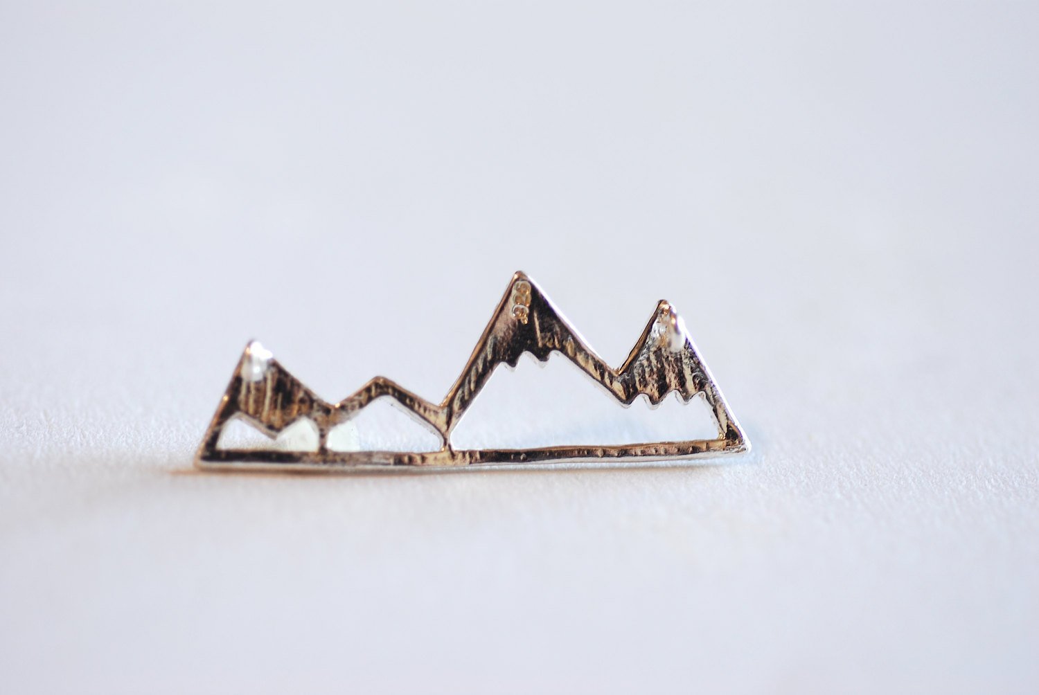 Matte Rose Gold Vermeil Mountain Range Connector Charm- 22k gold plated Mountain Peak Connector Charm, Hiking Charm, Snow Mountain, 318 - HarperCrown