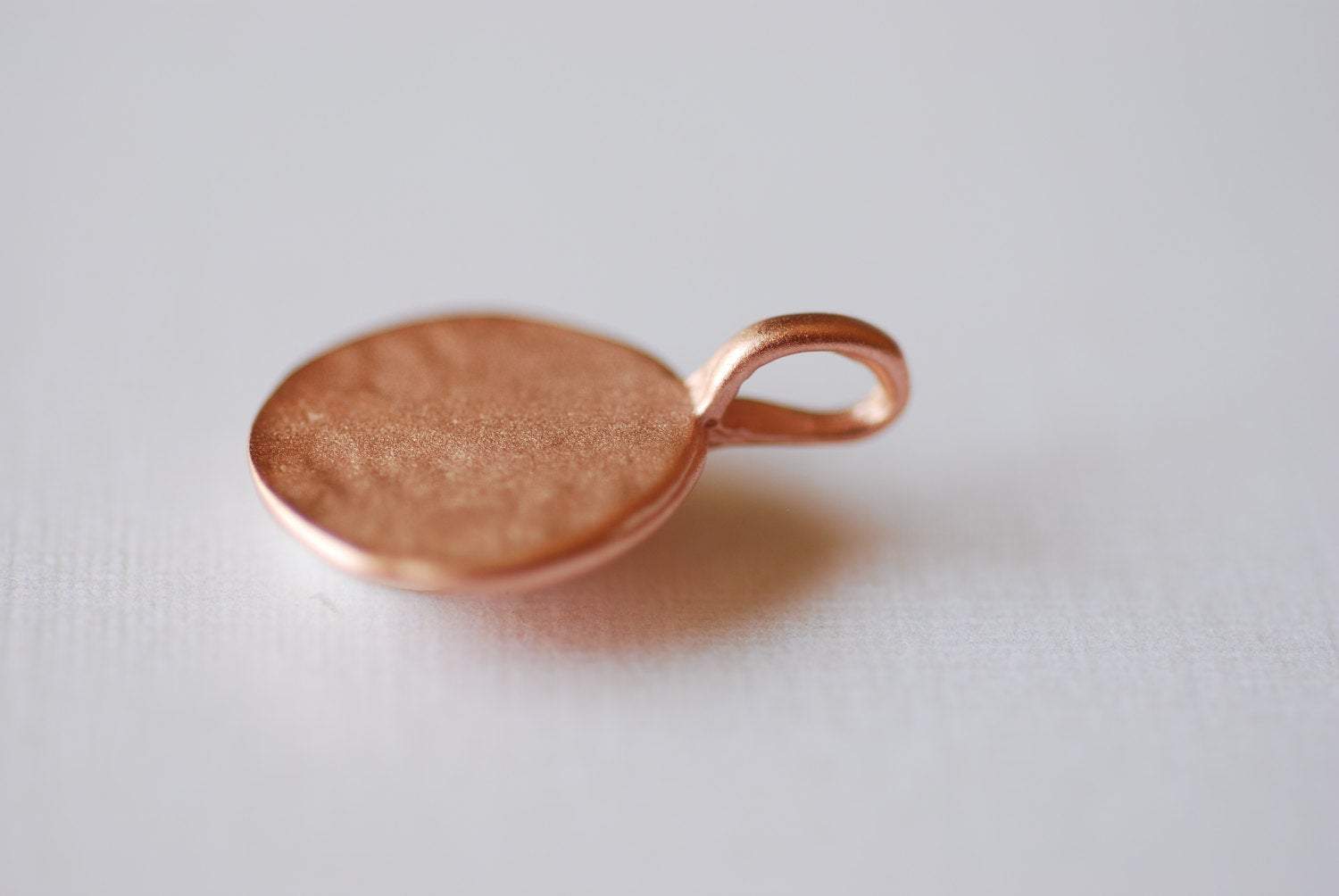 Matte Rose Vermeil Gold Disc with attached bail- 18k gold plated over sterling silver stamping disc, rose gold round blanks, gold disc, 97 - HarperCrown