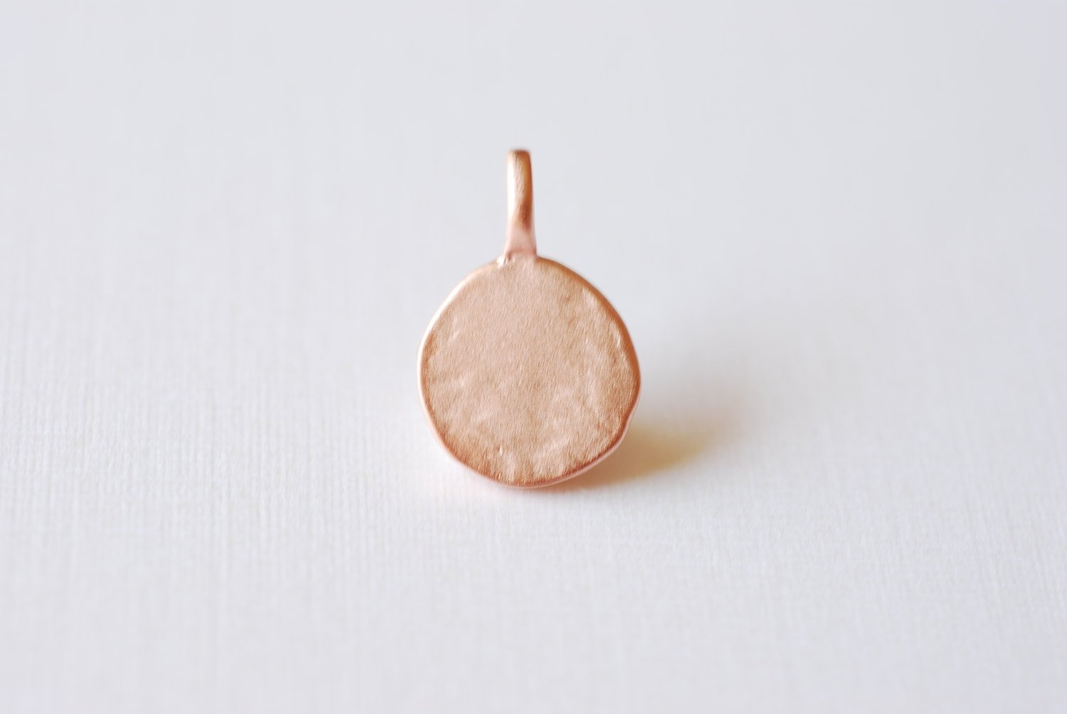 Matte Rose Vermeil Gold Disc with attached bail- 18k gold plated over sterling silver stamping disc, rose gold round blanks, gold disc, 97 - HarperCrown