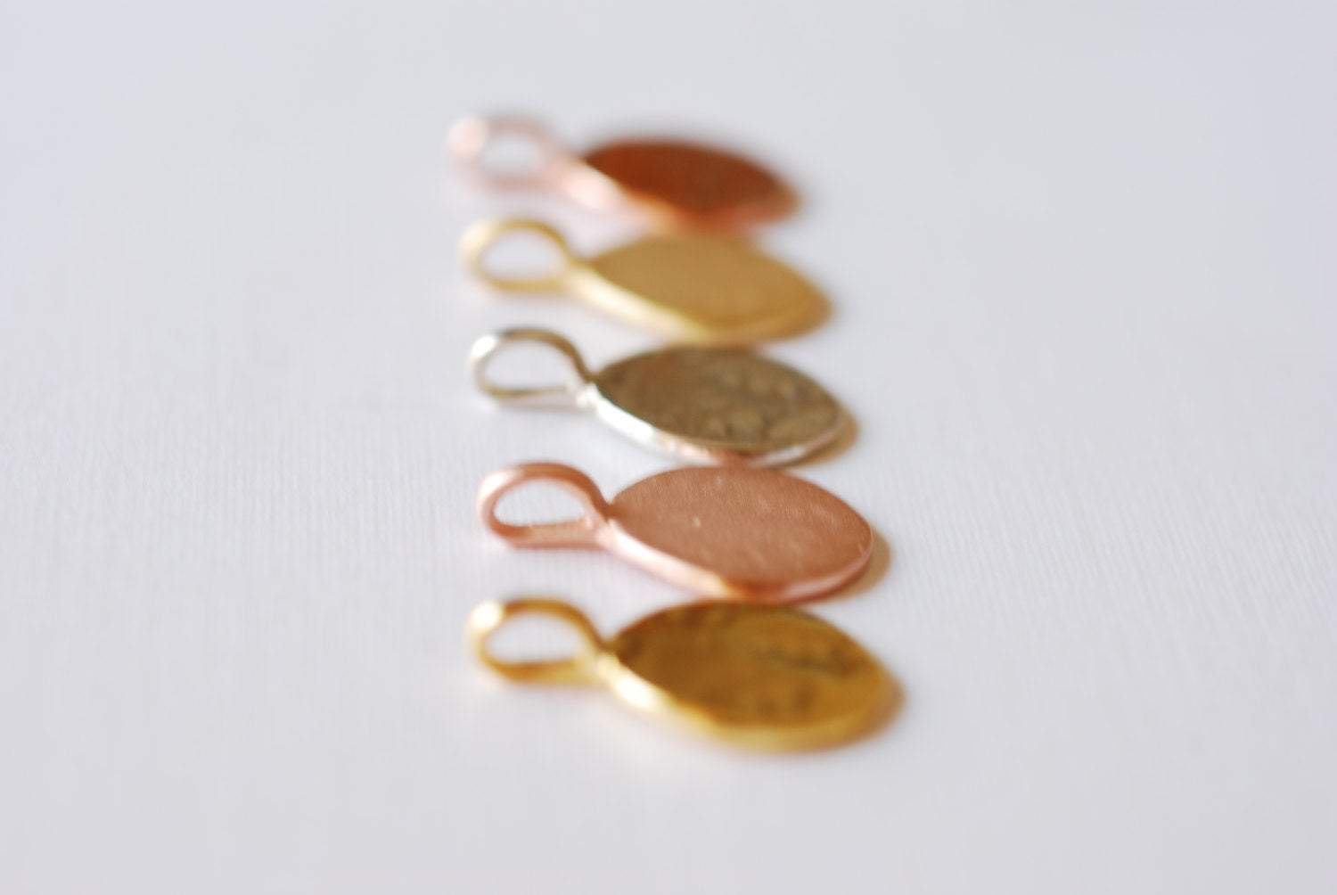 Matte Rose Vermeil Gold Disc with attached bail- 18k gold plated over sterling silver stamping disc, rose gold round blanks, gold disc, 97 - HarperCrown