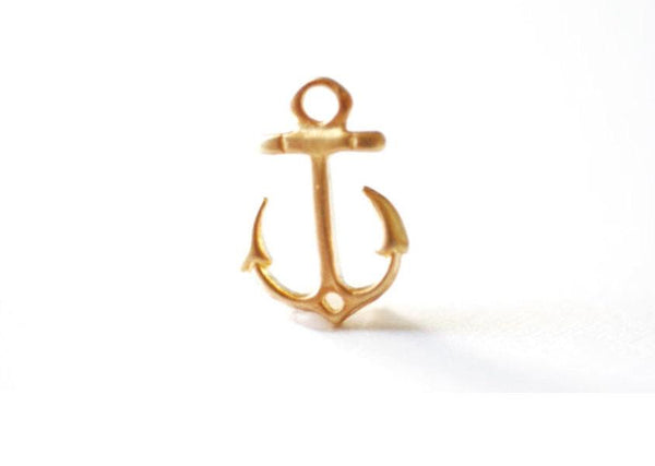 Matte Vermeil Gold Anchor Connector - 18k gold plated over sterling silver, Gold Anchor Link Spacer Connector, Nautical Anchor Charm, 101 - HarperCrown