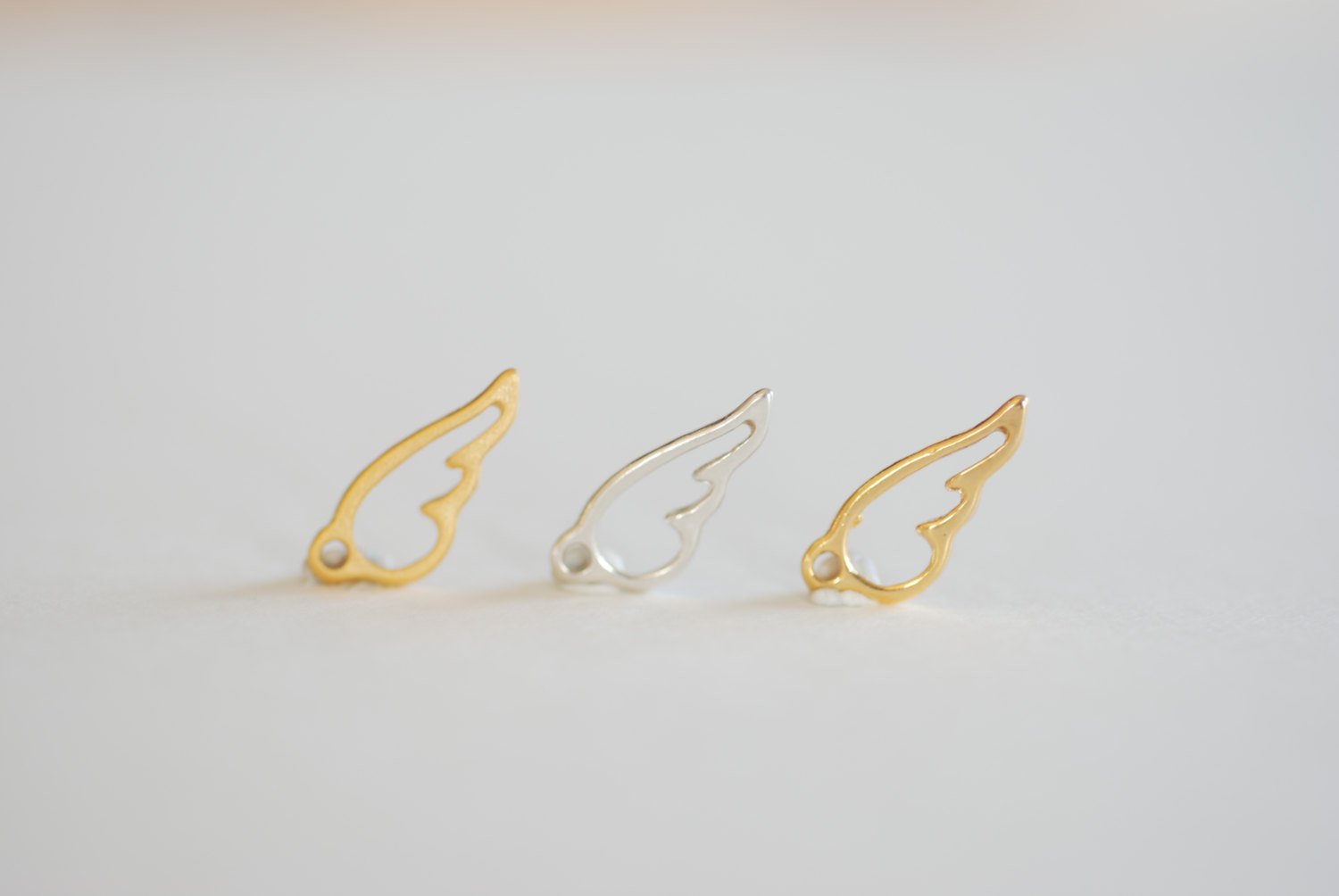 Matte Vermeil Gold Angel Wing Charm- 18k gold plated over sterling silver, Tiny Angel Wing Charm, Gold Angel Wing, Bird Wing Charm - HarperCrown