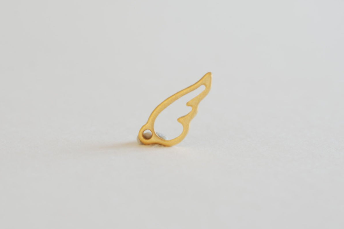 Matte Vermeil Gold Angel Wing Charm- 18k gold plated over sterling silver, Tiny Angel Wing Charm, Gold Angel Wing, Bird Wing Charm - HarperCrown