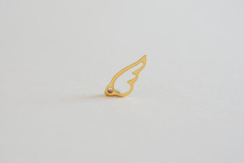 Matte Vermeil Gold Angel Wing Charm- 18k gold plated over sterling silver, Tiny Angel Wing Charm, Gold Angel Wing, Bird Wing Charm - HarperCrown