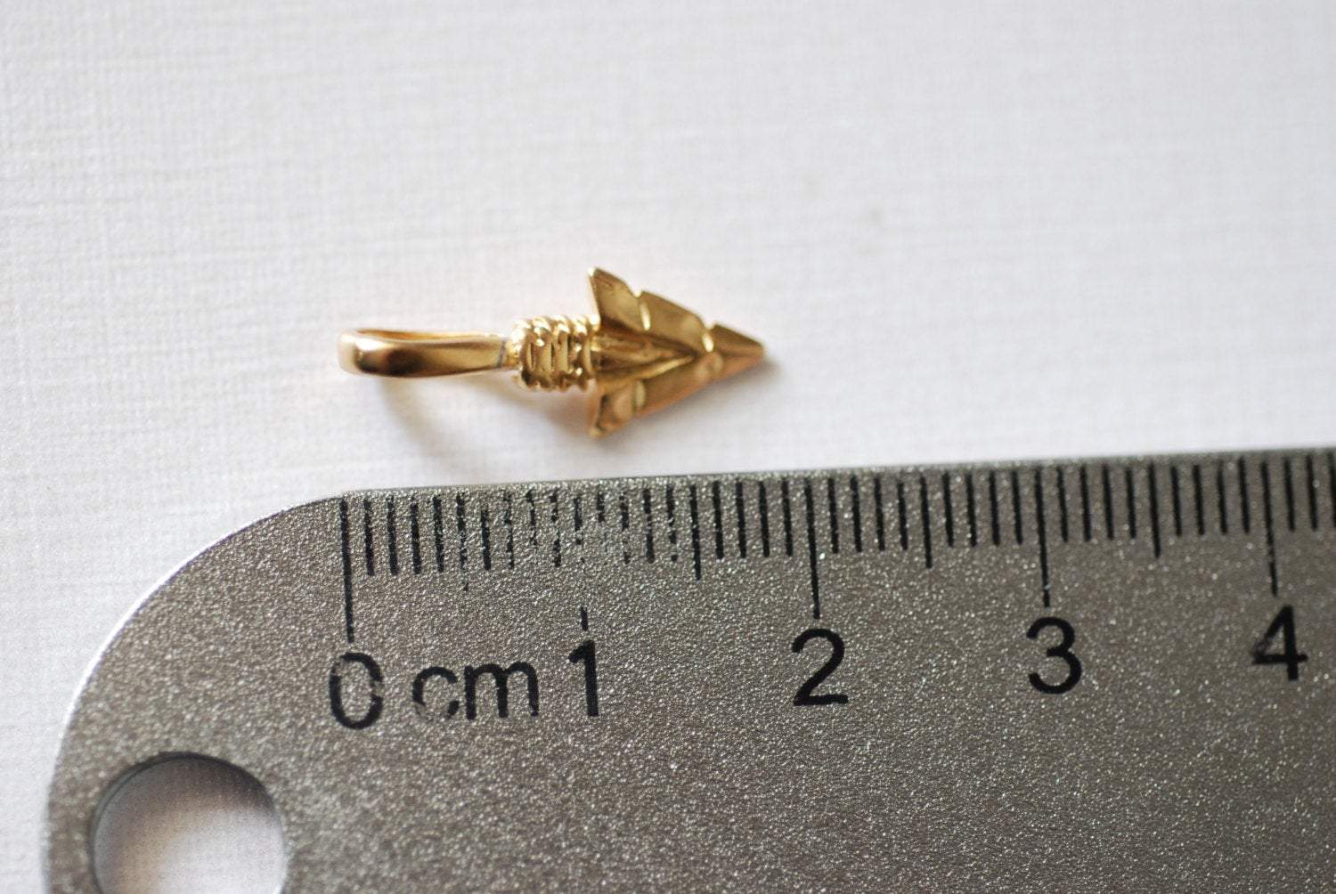 Matte Vermeil Gold Arrow charm, 18k gold over 925 sterling silver Arrow charm, Gold arrow, arrow, arrowhead, arrow charm, vermeil arrow - HarperCrown