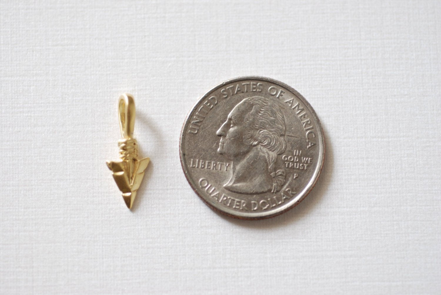 Matte Vermeil Gold Arrow charm, 18k gold over 925 sterling silver Arrow charm, Gold arrow, arrow, arrowhead, arrow charm, vermeil arrow - HarperCrown
