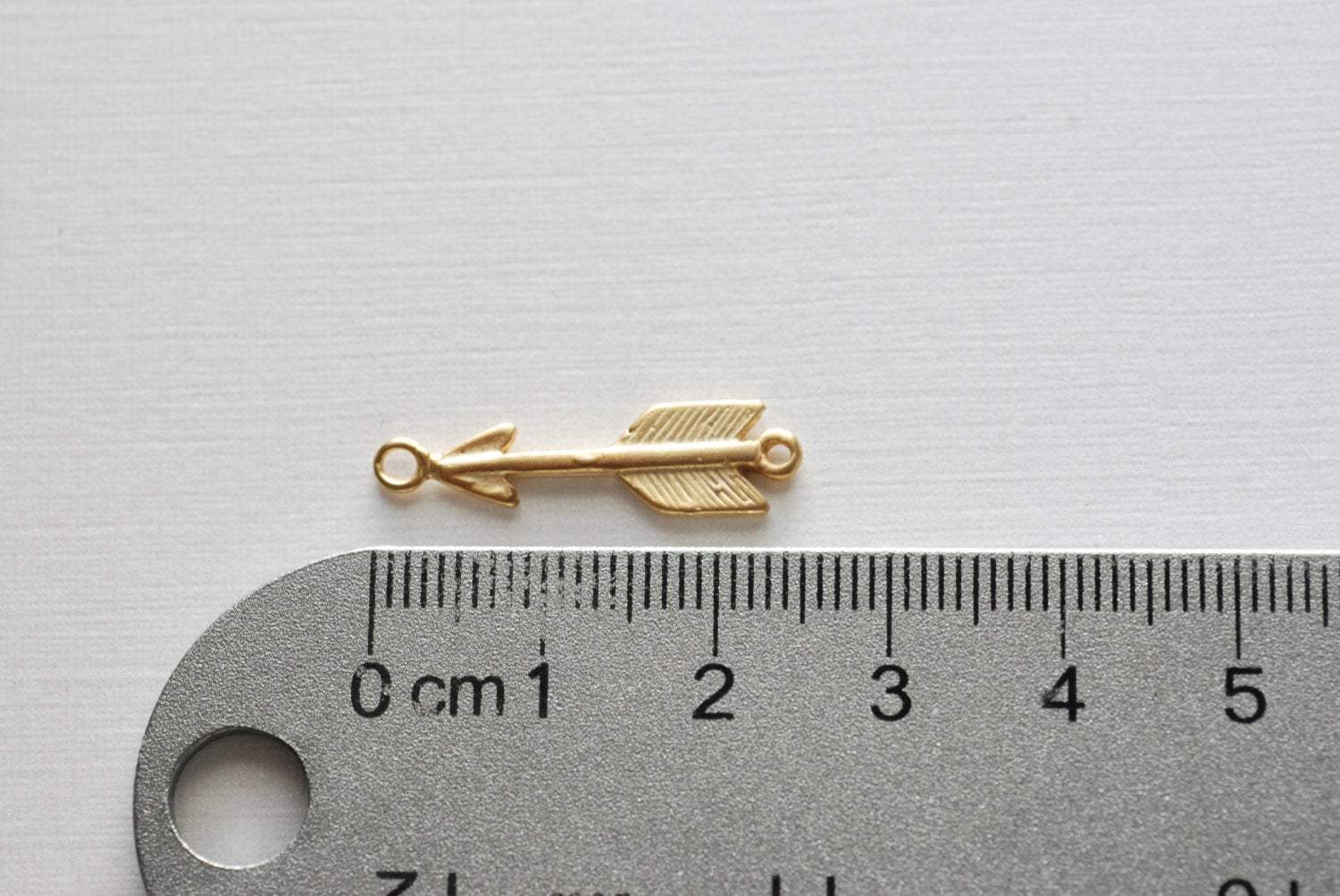 Matte Vermeil Gold Arrow Connector Charm- 18k gold plated over Sterling Silver Arrow Charm, Gold Arrow Connector Link Spacer, Arrowhead - HarperCrown