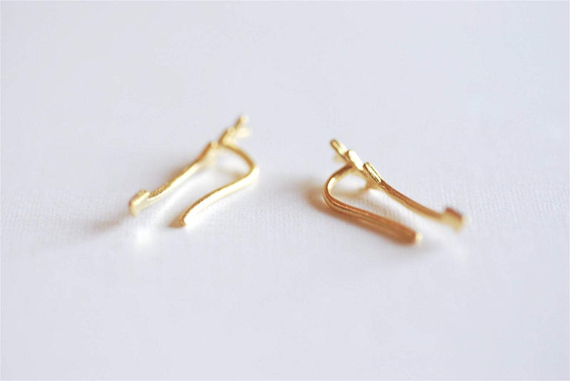 Matte Vermeil Gold Arrow Earring Climber Ear Cuff- Gold Arrow Earrings, Gold Arrow Earring Crawler, Curved Arrow Earring, Ear Jacket, 281 - HarperCrown