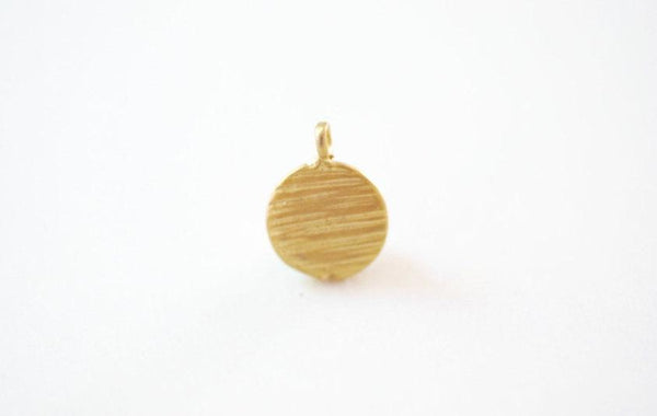 Matte Vermeil Gold Blank Disc Charm with Attached Bail- 18k gold over sterling silver, blank disc, stamping disc, blank stamping disc, 167 - HarperCrown