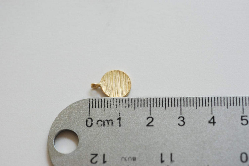 Matte Vermeil Gold Blank Disc Charm with Attached Bail- 18k gold over sterling silver, blank disc, stamping disc, blank stamping disc, 167 - HarperCrown