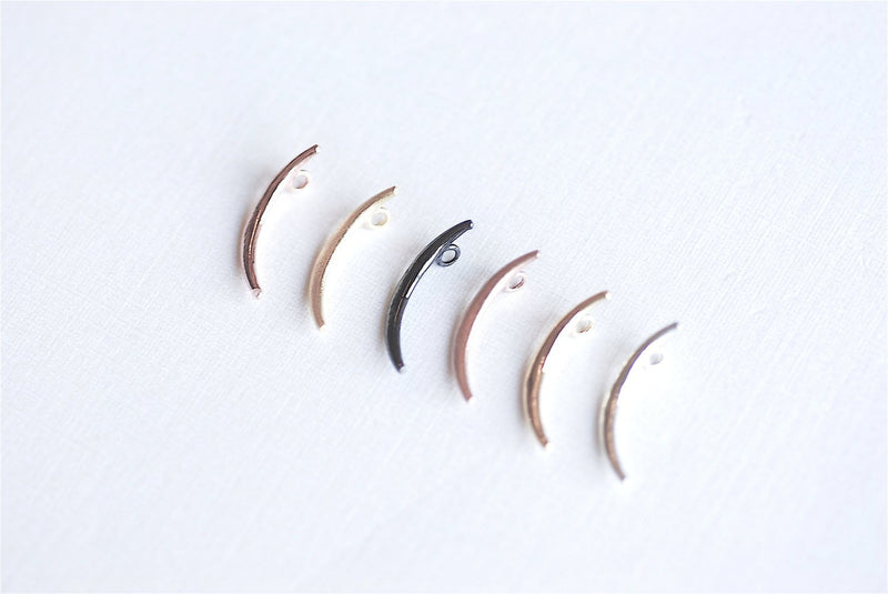 Matte Vermeil Gold Crescent Moon Charm- 18k gold over Sterling Silver thin skinny Moon Charm pendant, gold tusk, gold Half moon charm, 285 - HarperCrown