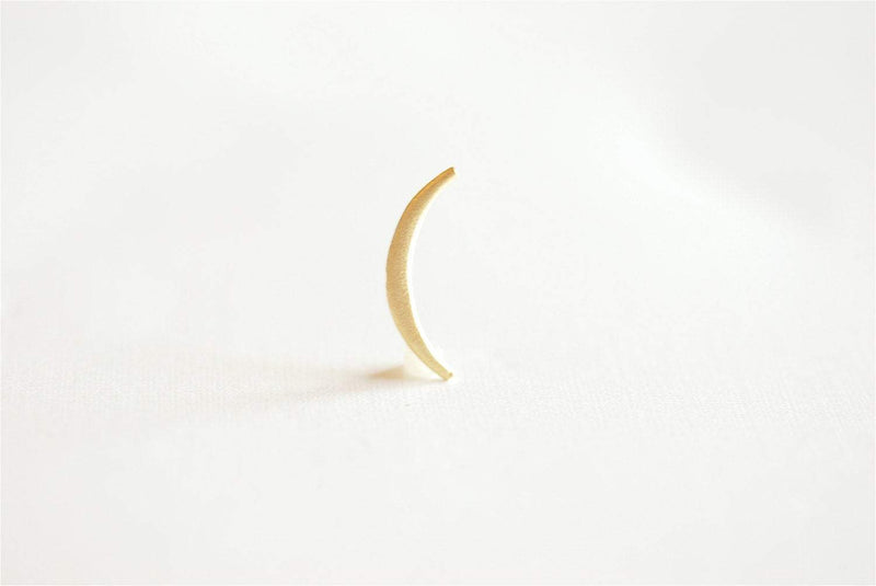 Matte Vermeil Gold Crescent Moon Charm- 18k gold over Sterling Silver thin skinny Moon Charm pendant, gold tusk, gold Half moon charm, 285 - HarperCrown