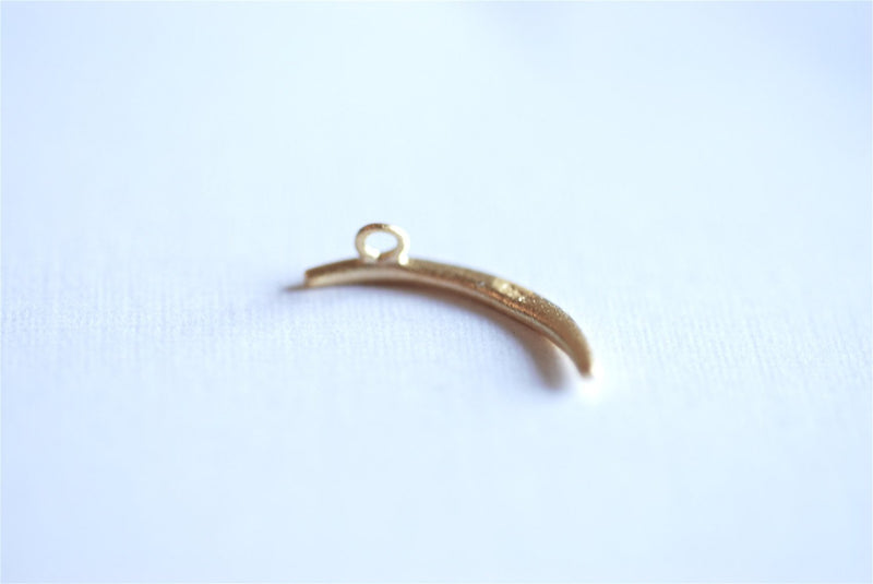 Matte Vermeil Gold Crescent Moon Charm- 18k gold over Sterling Silver thin skinny Moon Charm pendant, gold tusk, gold Half moon charm, 285 - HarperCrown