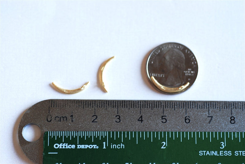 Matte Vermeil Gold Crescent Moon Charm- 18k gold over Sterling Silver thin skinny Moon Charm pendant, gold tusk, gold Half moon charm, 285 - HarperCrown